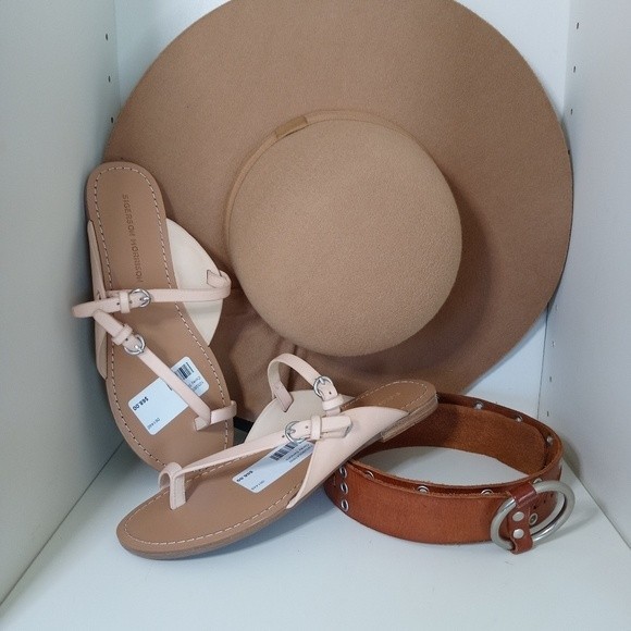 SIGERSON MORRISON tan leather strappy flat sandals SZ 6.5 - Picture 3 of 7